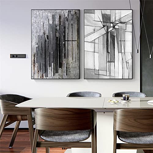 Pinturas decorativas minimalistas retro para pared lienzo abstracto moderno negro gris de 50x70