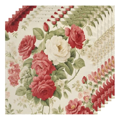 Servilletas de Tela rosas set 6 lavables 50.5x50.5 cm miniatura 1