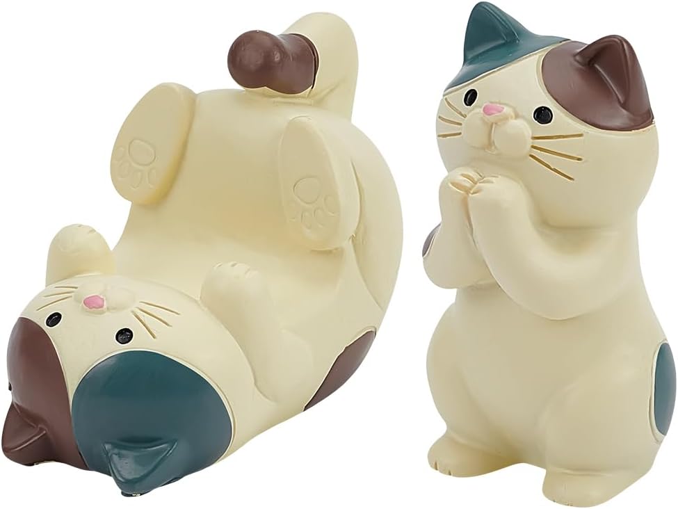 WEBEEDY 2 Styles Cute Cat Phone Holder & Eyeglass Frames Display Stand Animal Resin Holder Desk Decor Cute Cat Figurine for Office Home Holiday Birthday Gift for Pet Lovers,7.8x4.8x5.7cm,6.6x3.4x4.2cm