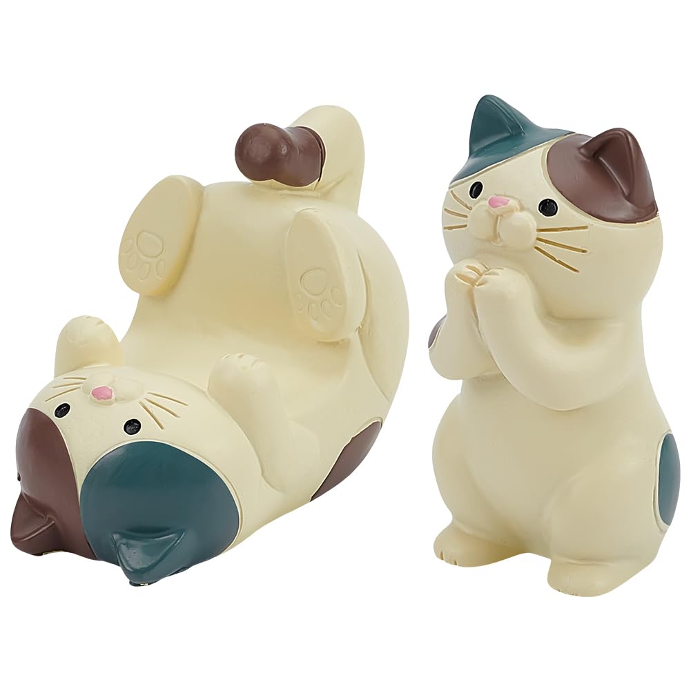 2 Styles Cute Cat Phone Holder & Eyeglass Frames Display Stand Animal Resin Holder Desk Decor Cute Cat Figurine for Office Home Holiday Birthday Gift for Pet Lovers,7.8x4.8x5.7cm,6.6x3.4x4.2cm