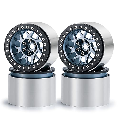 RCLIONS 4PCS Aluminum Metal 2.2" RC Beadlock Wheels Rims 45mm for AXIAL Wraith RR10 1/10th RC Crawler Truck Car