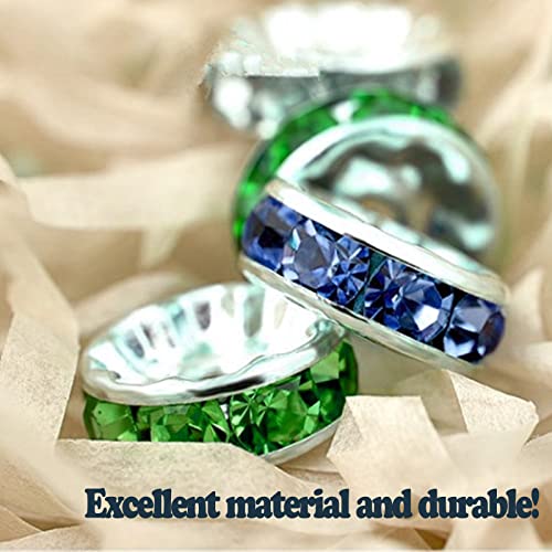 Sjavocado 150Pcs Round Rhinestone Spacer Beads 4Mm 6Mm 8Mm Crystal Loose Beads Set Copper Material Charm Beads For Necklaces Bracelets Jewelry Making (Ab Color) #TOP4