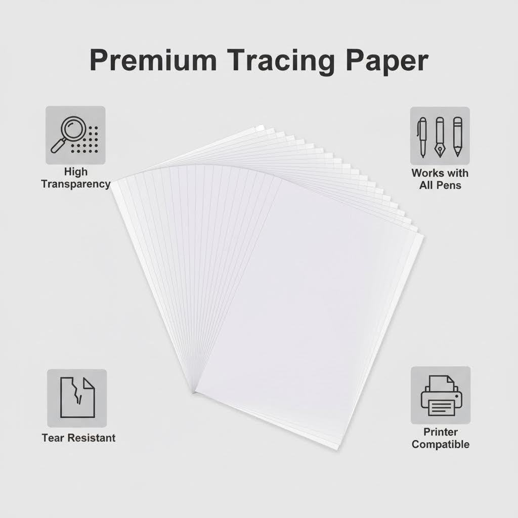 Papel de calco transparente, 70 g, DIN A4, 210 x 297 mm, 100 hojas, imprimible, transparente, paper de calco, papel de pergamino, papel de arquitecto