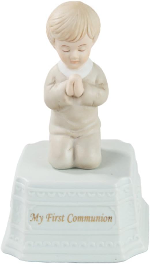 Pacific Giftware Fine Porcelain My First Communion Boy Music Box, 5.25" H, White