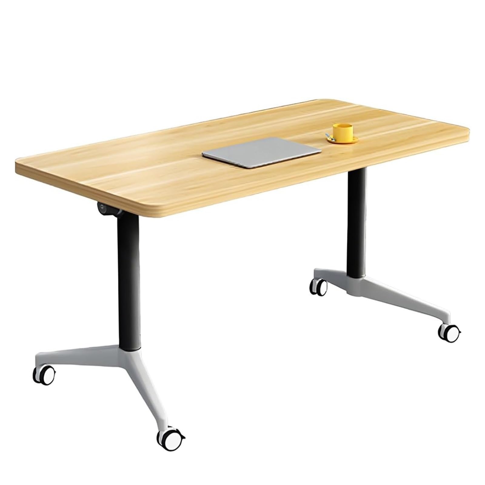 Tavolo da conferenza pieghevole con ruote, giallo, per riunioni, 100 x 40 x 75 cm, design portatile per una facile installazione e risparmio di spazio