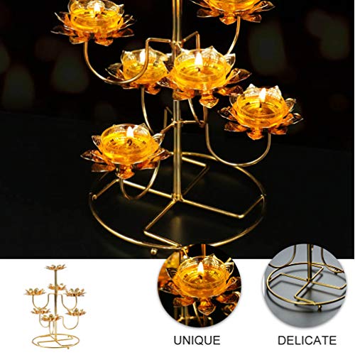 Healifty Decorative Tealight Holder Ghee Lamp Butter Lamp Holder 7 Lotus Diyas Diwali Candle Holder Tibetan Oil Lamp Buddhist Altar Offering Supplies Lotus Candlestick Candle Holder #TOP5