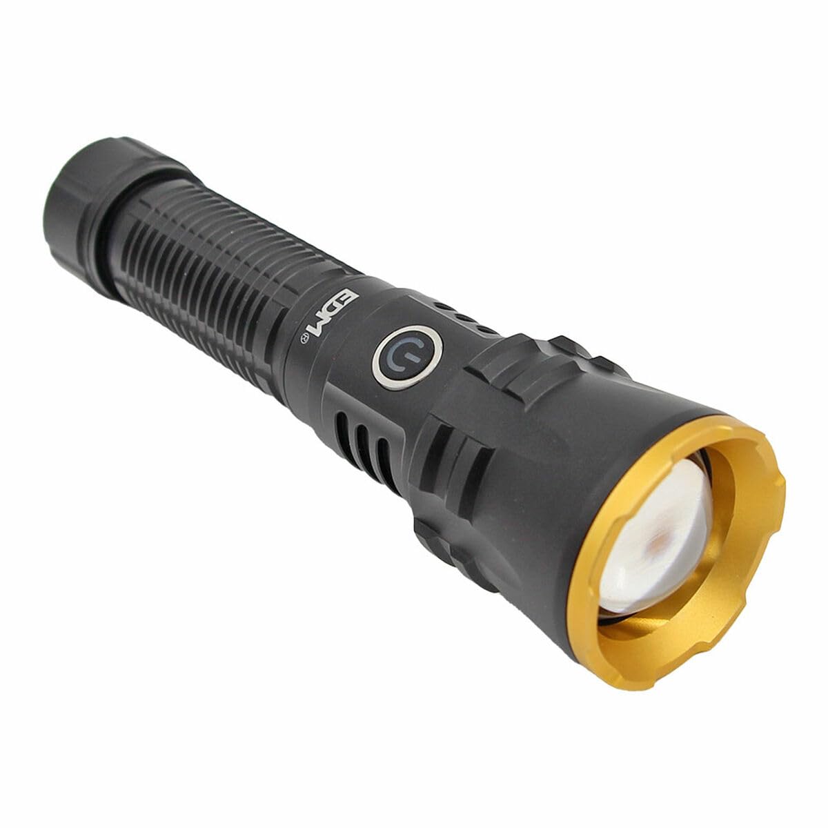 EDM Linterna LED de Largo Alcance, 600m, 20W, 1800lm, IP65, 3 Modos, Zoom, Batería 4000mAh, Negro/​Dorado