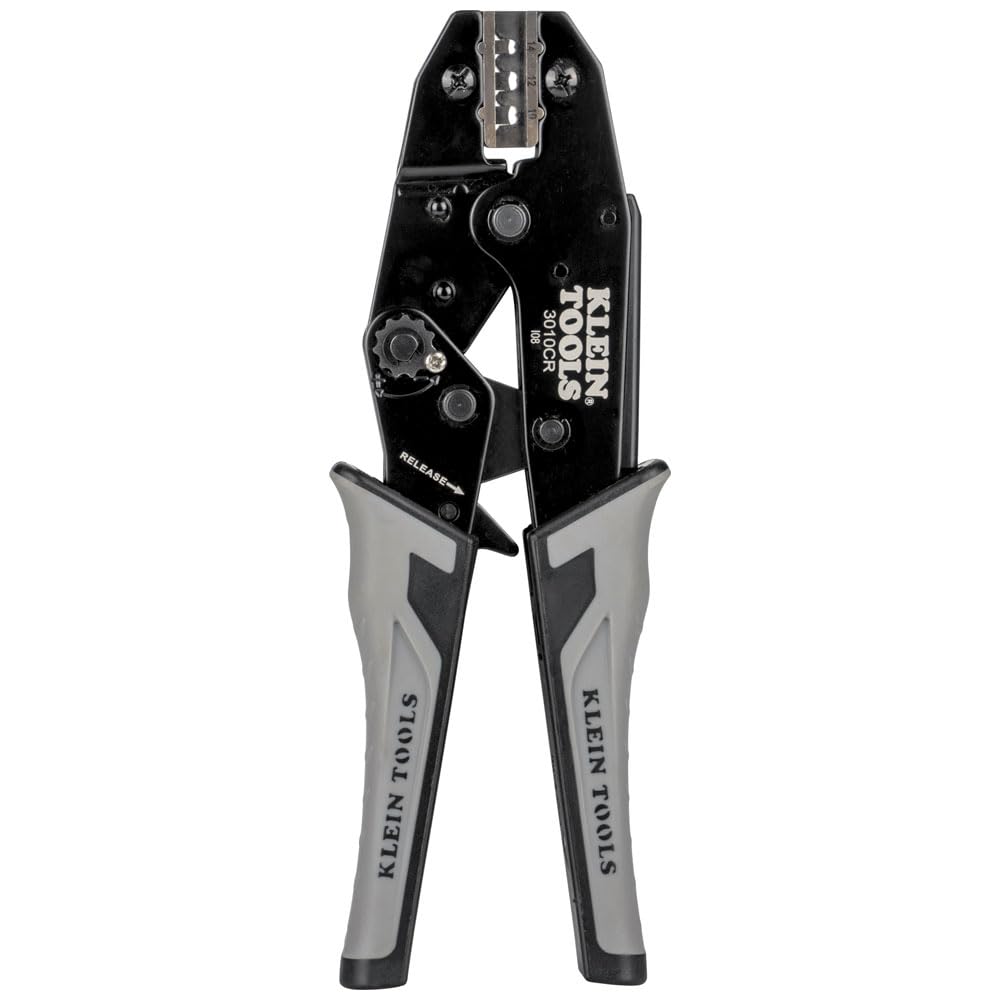 Klein Tools 3010CR MC4 - Crimpadora solar de trinquete para conectores fotovoltaicos de alambre de cobre trenzado de 10-14 AWG