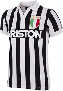 Copa Juventus FC 1984-85 Retro Football Shirt Camiseta Retro con Cuello de fútbol. Hombre