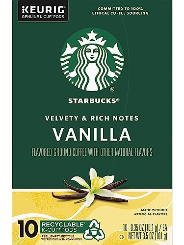 Image of Starbucks Vanilla Flavored Coffee K-Cup Pods, Light Roast, 80 Count (Pack of 8 Boxes), Keurig Genuine K-Cup Pods