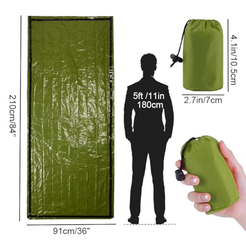 Image of Emergency Sleeping Bag - Portable Emergency Blanket for Survival Gear, Thermal Bivy Sack with D-Type Buckle, Waterproof & Lightweight for Camping, Hiking, Outdoor (2 /3 /5 Pack)