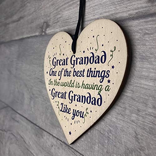 RED OCEAN Great Grandad Grandfather Gift Handmade Wooden Heart Plaque Keepsake Gift For Christmas Birthday