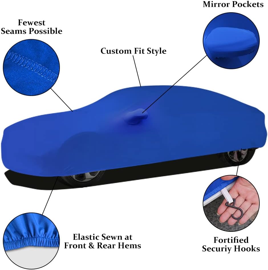 WinPower Indoor Car Cover, Stretch Dustproof Protection Fit 193-206 Inch Full Car Cover for Underground Garage Car Show, Blue