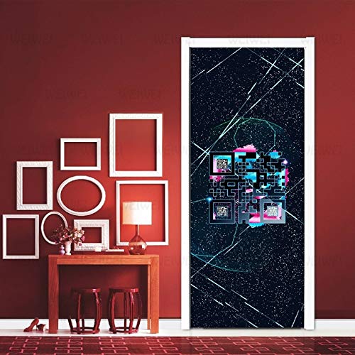 MJHG Creative 3D Door Sticker 77x200cm/Custom Size Self Adhesive Wallpaper On The Doors DIY Renovation Waterproof Poster For Bedroom