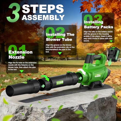 Leaf Blower Cordless, 4000mAh 2 Battery with Fast Charger, 720 CFM Lightweight Electric Garden Blowers & 5 Speed Levels with Turbo Boost for Lawn Care,Yard,Garage,Leaves,Snow,Dust,and Debris Removal - Image 6