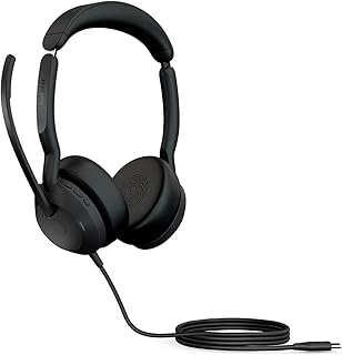 Jabra Evolve2 50 Wired Stereo Headset with Jabra Air Comfort Technology, Noise-cancelling Mics, and Active Noise Cancellation - Works with all Leading UC Platforms such as Zoom and Google Meet - Black