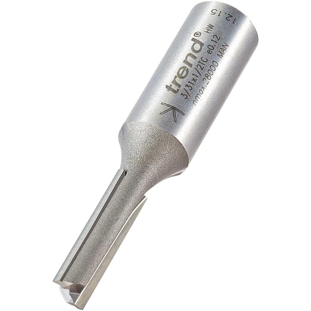 Trend Professional Straight Two Flute Router Cutter, 1/2 Inch Shank, 7Mm Cut Diameter, Tungsten Carbide Tipped, 3/31X1/2Tc