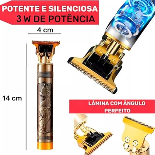 Máquina de Cortar Cabelo Profissional Barba Pezinho Personalizada Com Limitador de Lamina Ajustável