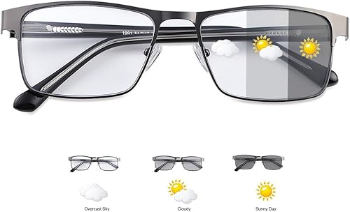 YIMI Lentes de sol fotocromáticos para miopía con bisagra de resorte UV400, lentes de sol con luz azul para hombres y mujeres (negro, -0.5,
