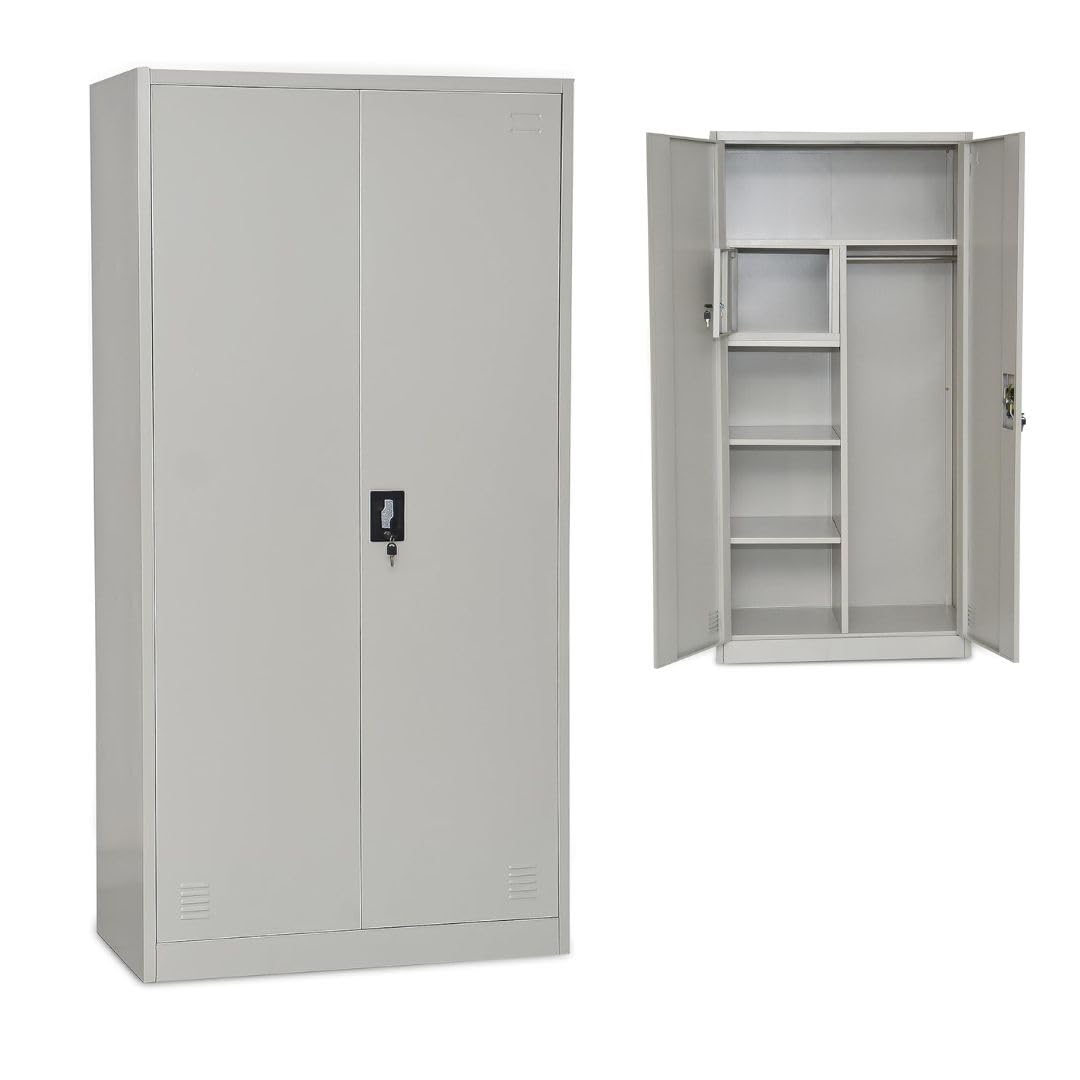 ALWASIT 2 Door Steel Cabinet With Locker Grey Color