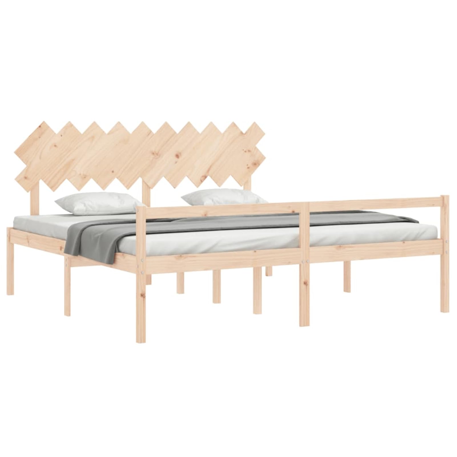 Homgoday Massives Kiefernholzbett 200x200 cm mit Stauraum, Seniorengerecht, Höhe 45 cm - Holz Bett Model3195566