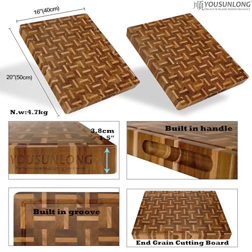 Hackblock Yousunlong End Grain Hackbretter 51×41 cm aus Akazienholz