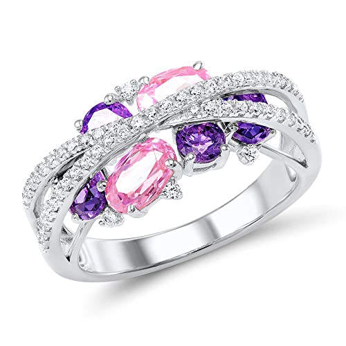 Bague EKSED en argent anti-ternissement améthyste rose durable
