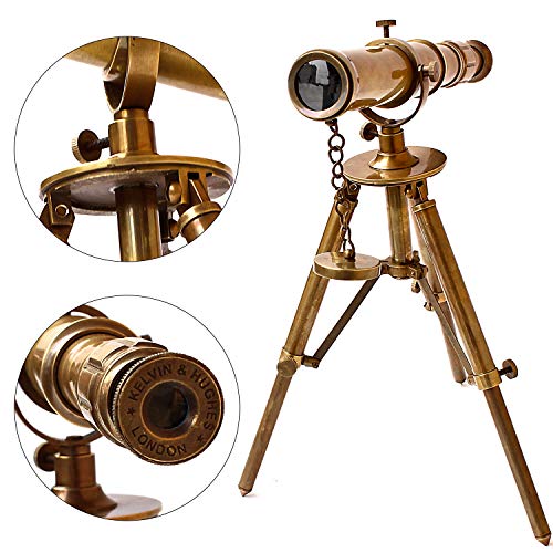 Vintage Table Decorative Antique Brass Telescope Tripod Maritime Ship Instrument Functional Clear Vision Instrument Nautical Marine Handmade Collectible Gifts Home Office #TOP7