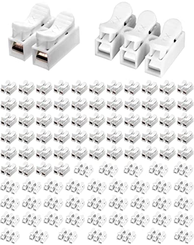 QWORK® 100 Piezas CH-2 CH-3 Conector Cable Electrico Rapidos para Iluminación, Fuente de Alimentación y Conexión de Cableado del Automóvil (60xCH2 y 40xCH3)