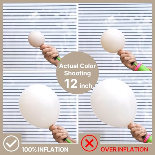 Image of PartyWoo White Sand Balloons 50 pcs 5 Inch Small Mini Beige Cream Ivory Latex Small Mini Balloons for Wedding Bridal Graduation Baby Shower Gender Reveal Safari Birthday Party Decorations White-F12