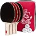 BeLegend Ping Pong paddle set (4 rackets, 3 ping pong balls and case) - Pro level ping pong table tennis set
