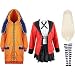 Kakegurui Yomozuki Runa Cosplay Kostüm Anime Japanische Schuluniform Outfit Kleid Komplettset Yomozuki Runa Mantel Perücke für Halloween Party
