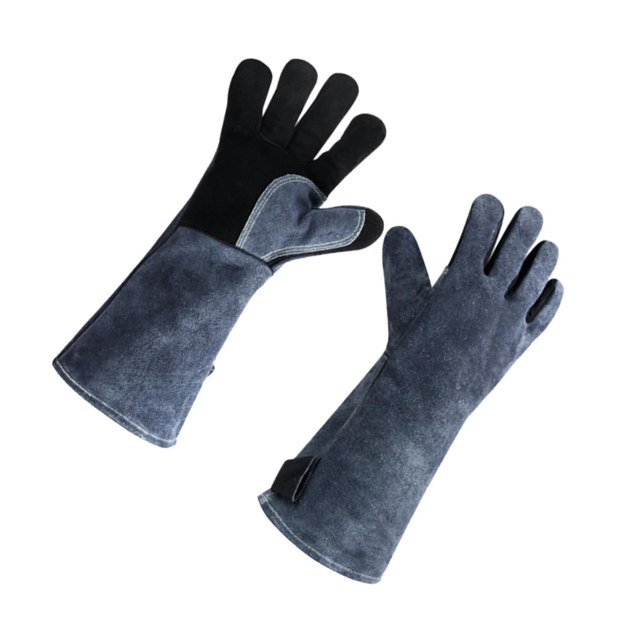 Guanti Barbecue Resistenti al Calore in Cuoio Neri, 1 Paio | Forno e Grill, Facili da Indossare e Togliere, Stile Protezione Affidabile per Cucina All'aperto