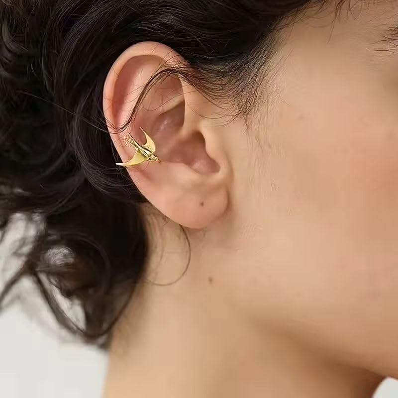925 Sterling Silver Swallow Clip-On Earrings for Women – Simple, Dainty, Non-Piercing Ear Clips gee-s25-3256808574757367-2618