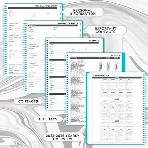 2023-2026 Monthly Planner/Monthly Calendar - 3 Year Monthly Planner 2023-2026, July 2023 - June 2026, 9" X 11", 36 Monthly Planner With Tabs + Double-Side Pocket + Durable Polypropylene Cover - Teal #TOP3