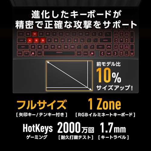 undefined ASUS ゲーミングノートPC TUF Gaming A16 FA608UH 16インチ RTX 5050 AMD Ryzen 7 260 メモリ 16GB SSD 1TB リフレッシュレート165Hz イルミネートキーボード Windows 11 バッテリー駆動 22.2時間 重量 2.2kg Copilotキー搭載 動画編集 イェーガーグレー FA608UH-R7R5050EC の商品画像 5
