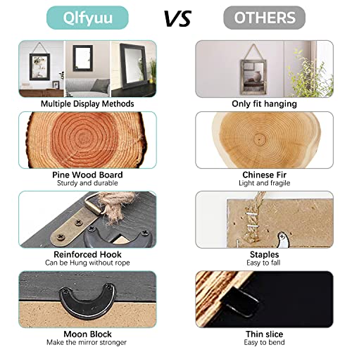 Qlfyuu Rustic Small Wall Mirror,Decorative Wall Mirror with Wood Framed,Farmhouse Mirror for Wall Décor,Rectangle Bathroom Mirror,Hanging Mirror for Living Room,Bedroom,Vanity,Grey - Image 7