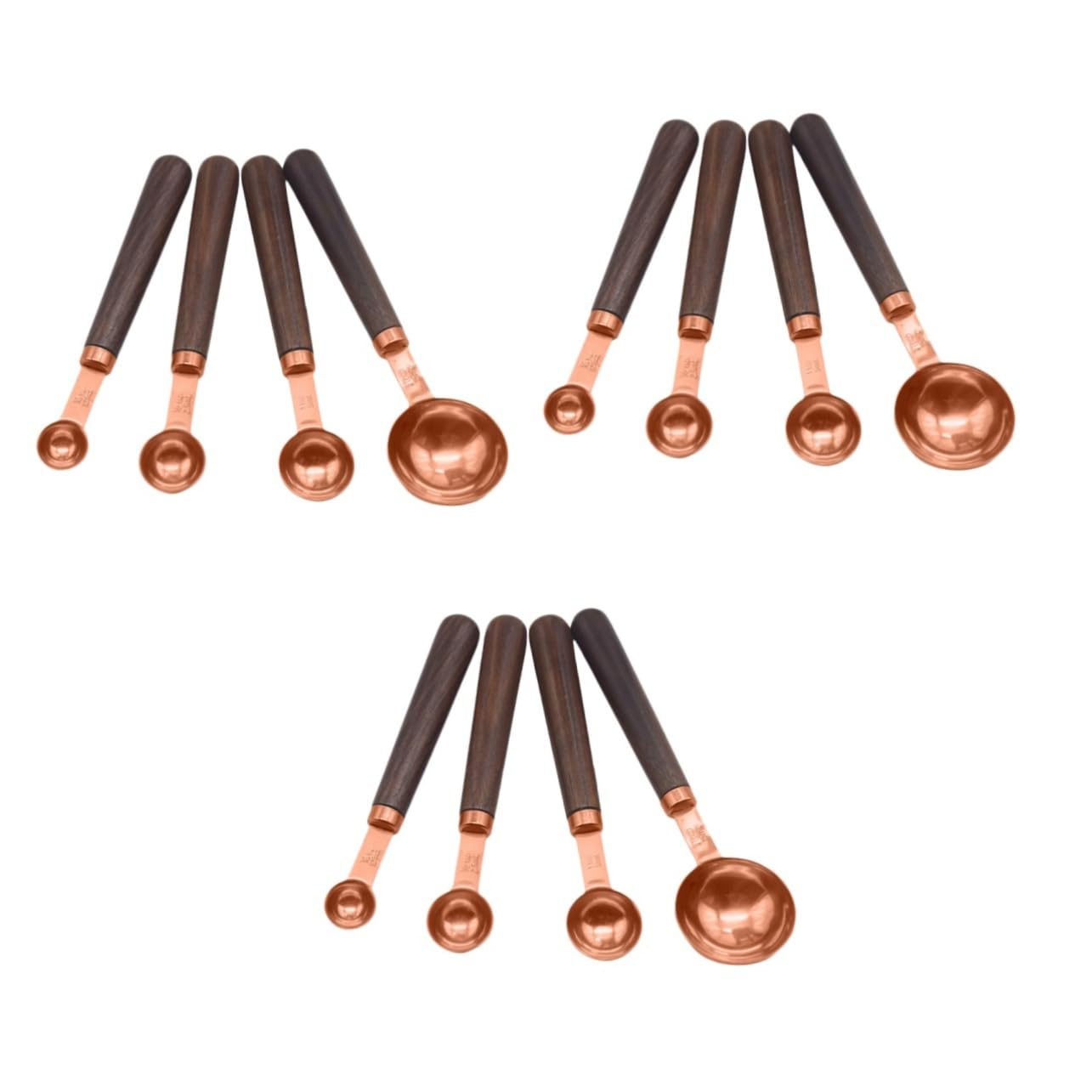 BESTonZON 12piezas Cucharas Medidoras De Acero Inoxidable Con Mango De Nogal Para Cocinar y Hornear Herramienta De Medición Elegante y Duradera