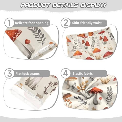 ALAZA Girls' Leggings Children's Yoga Pants Skinny Printed Dance Mushroom Lovely Comfortable 4T2