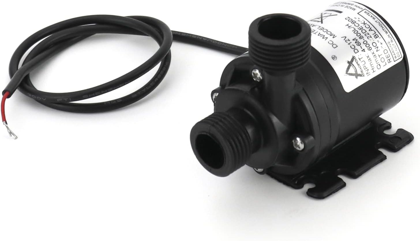 QWORK DC 12V Water Pump 800 L/H 5 m, Brushless Submersible Water Pump for Fountain Pool Solar Circulation System Water Circulation System