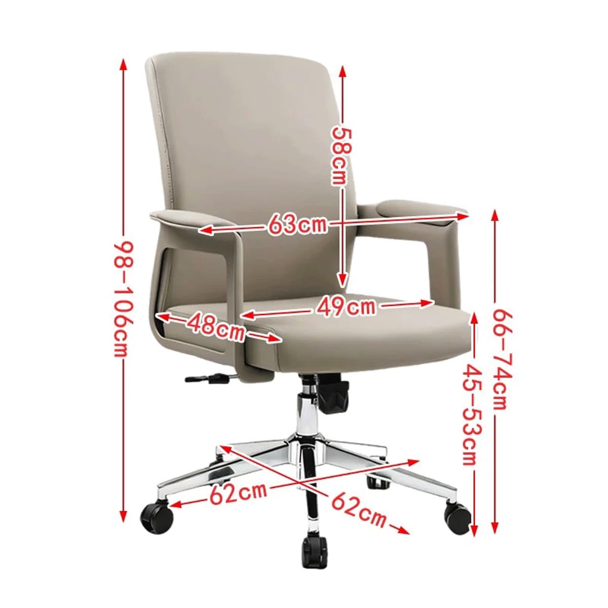 Silla de Oficina, Giratoria/Ajustable en Altura/con reposabrazos | Cómoda silla for juegos con soporte lumbar for oficina en casa/sala de estar/dormitorio(Khaki,Low-Back)