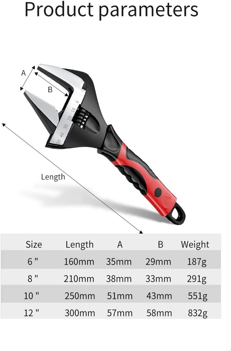 Llave Ajustable,Llave Ajustable,Llave Ajustable Llave Inglesa De Acero Inoxidable Mini Tuerca Llave Herramientas Manuales (Color : 6inch) (Color : 12inch)