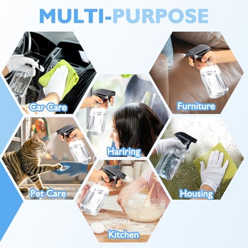 Bynccea Kunststoff Wassersprühflasche 400 ml Leere Sprühflasche Pflanzen mit Verstellbare Sprühkopf, Zerstäuber Sprühflaschen Blumensprüher Sprühflaschen für Garten, Friseur(Transparent Weiß)