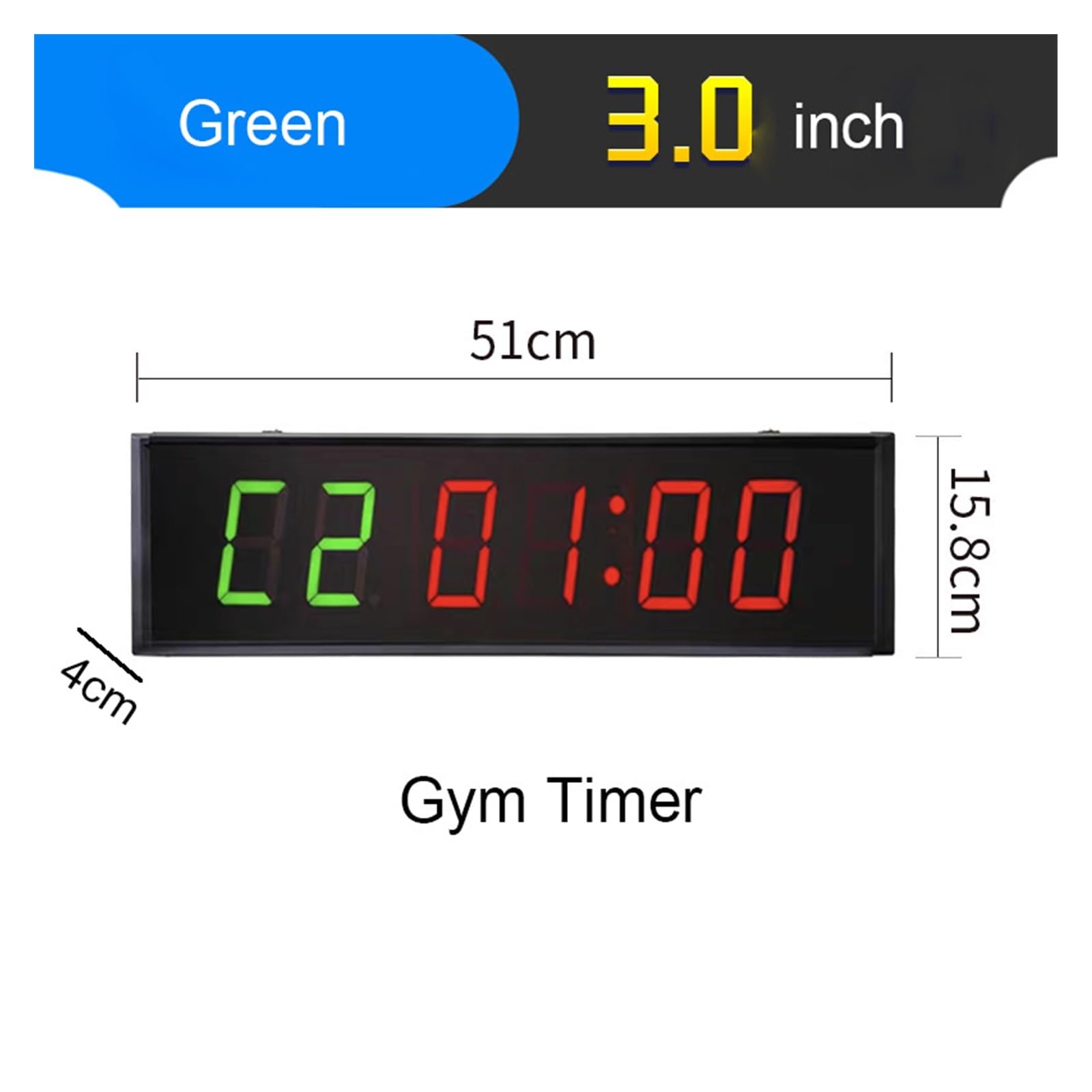 Reloj Digital Reloj cronómetro LED con Temporizador de Cuenta Regresiva programable montado en la Pared de 3 Pulgadas Sensación Visual cómoda en Cualquier Momento(1.8 Inch Green)