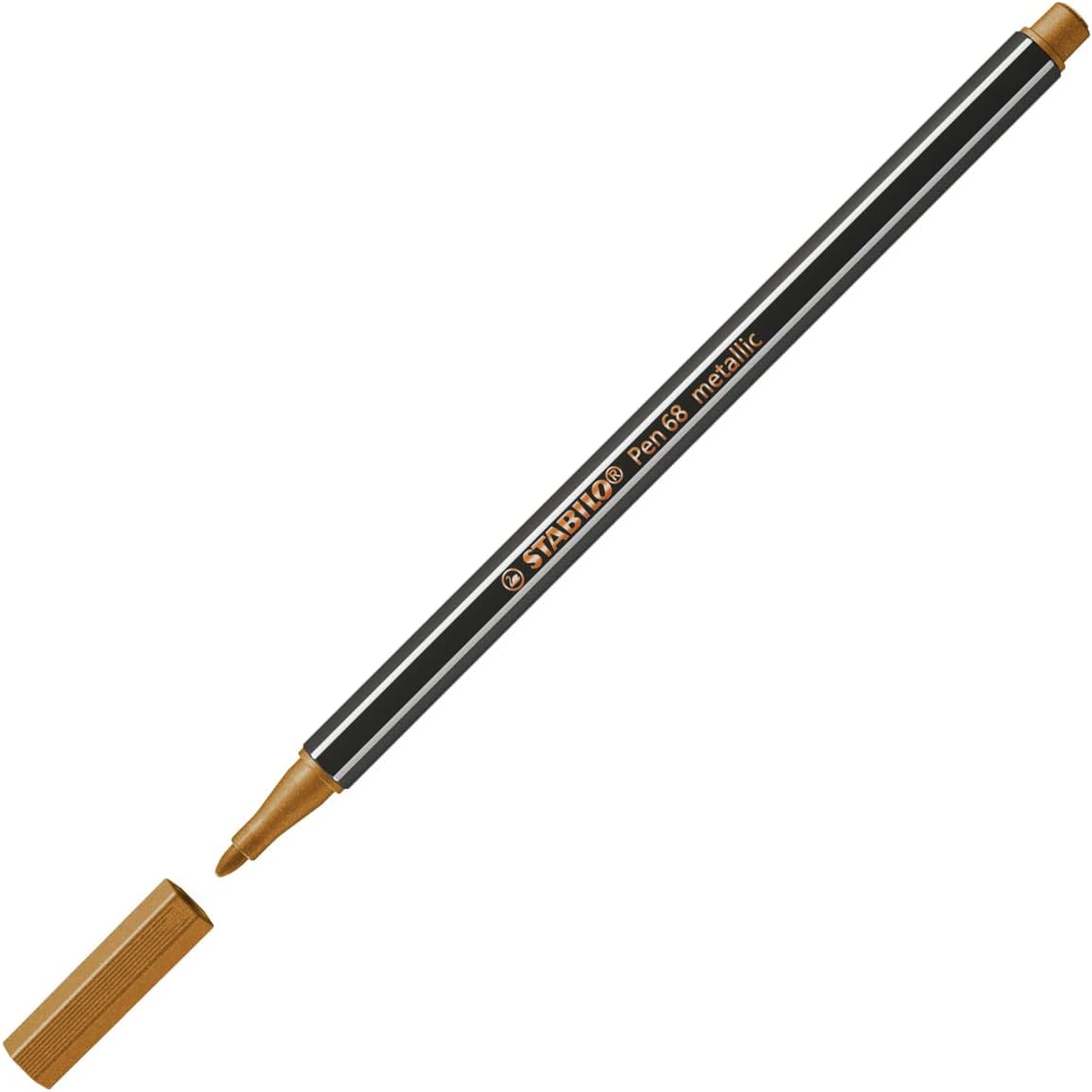 STABILO - Pen 68 metallic - Premium Metallic Fibre-Tip Pen - Pack of 3 - Gold, Silver, Copper