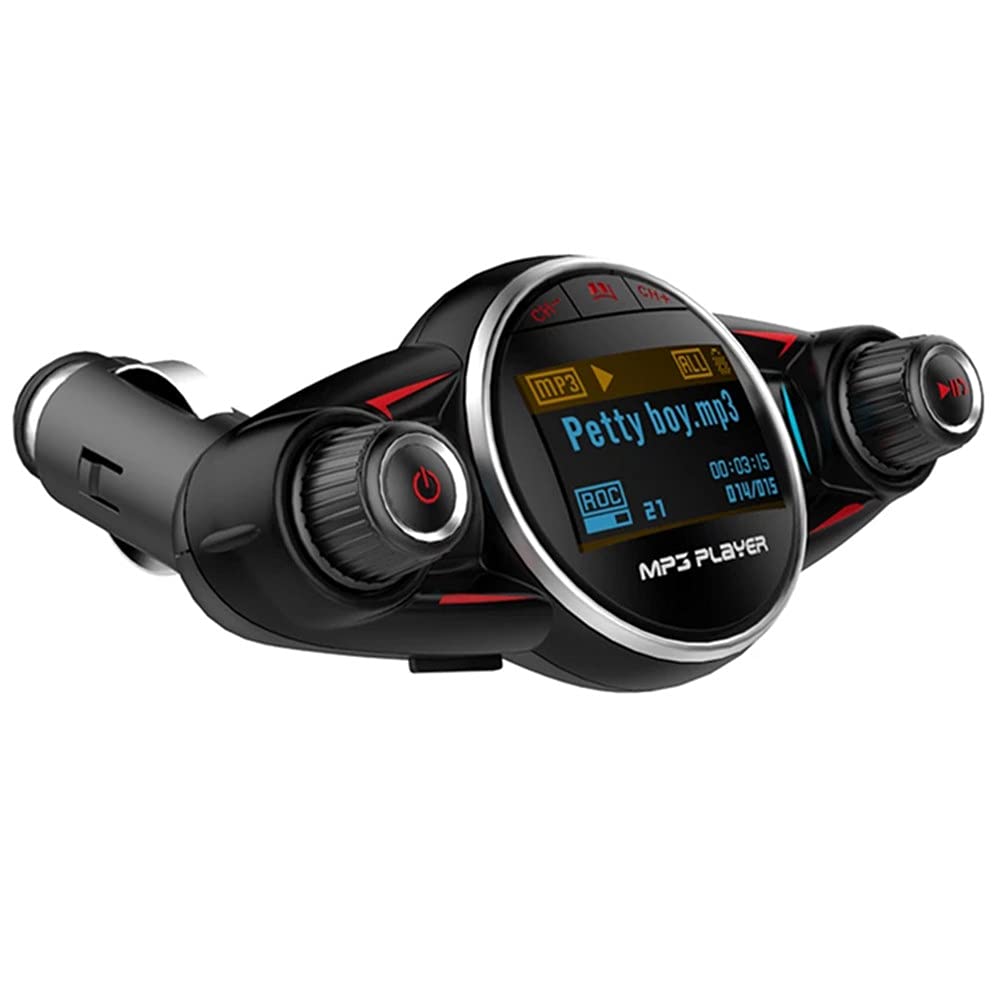 iSpchen Lecteur Mp3 Bluetooth De Voiture Transmetteur FM Récepteur Audio Bluetooth Aux sans Fil Adaptateur d'Autoradio à Rotation à 180 Degrés avec Chargeur De Voiture USB