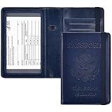 HerriaT Passport and Vaccine Card Holder Combo,Cover Case with CDC Vaccination Card Slot, Leather Travel Documents Organizer Protector, with RFID Blocking, for Women and Men