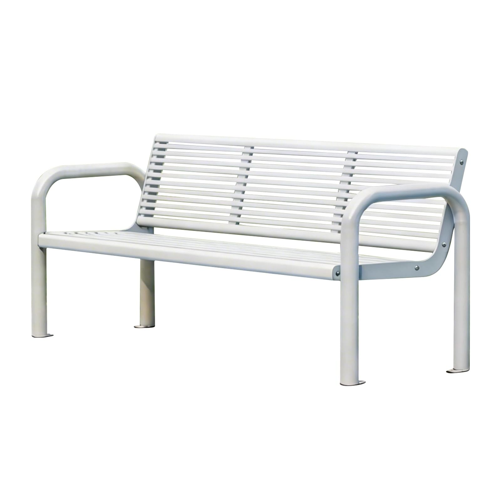 Panchina da Campo da Tennis, Panchina a Bordo Campo, con Schienale e Braccioli, Design Cavo, Facile Installazione, Adatta a Parchi, Campi Sportivi, Verande(White,120cm/47.2in)