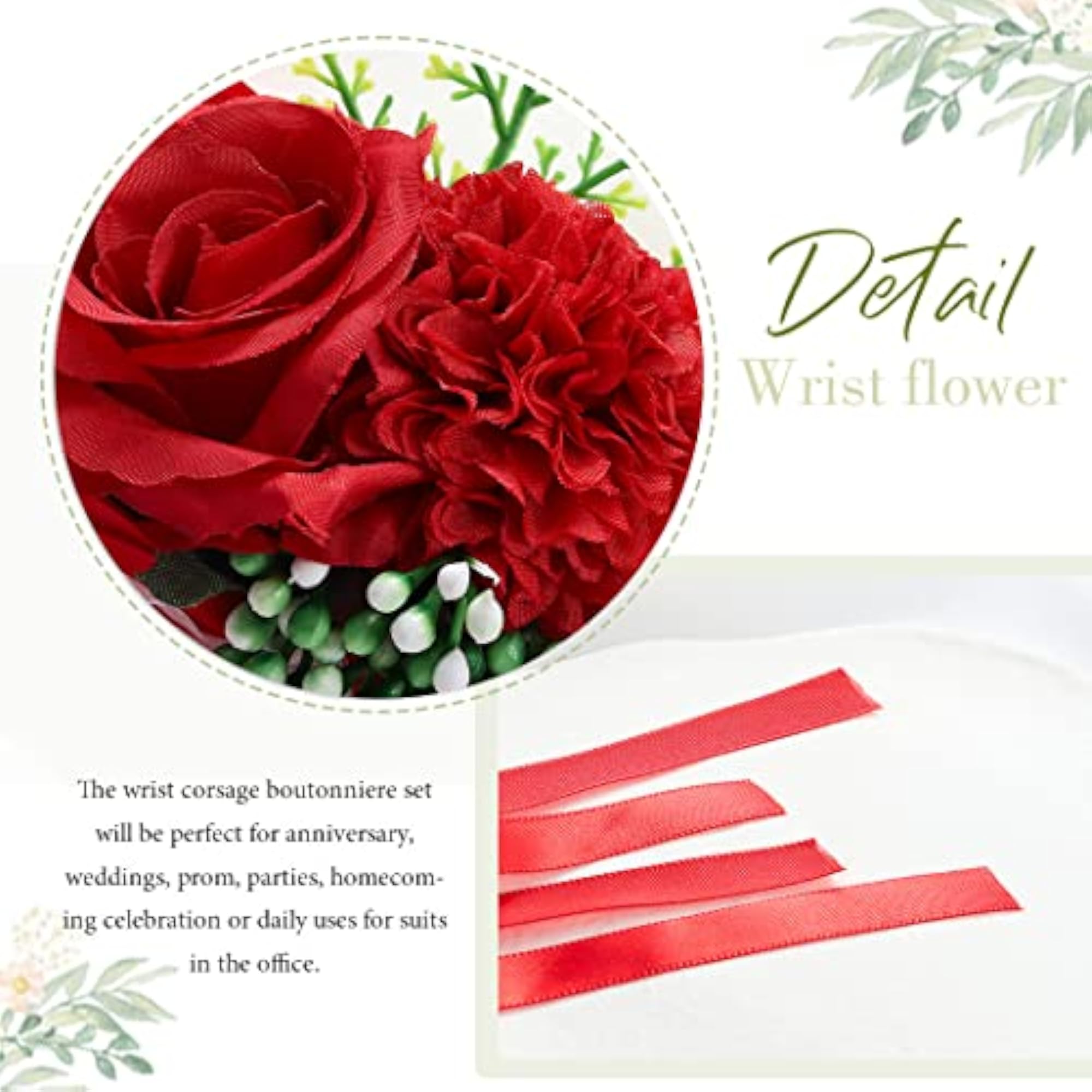 Wedding Bride Rose Wrist Corsage Red Floral Decor