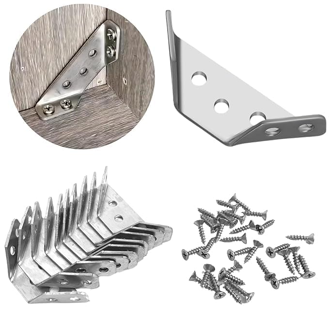 Woffely Premium Stainless Steel Corner Connector Bracket with Screws | Heavy-Duty L Shape Angle Support for Furniture, Shelves & Cabinets (Pack of 4)-picture-22